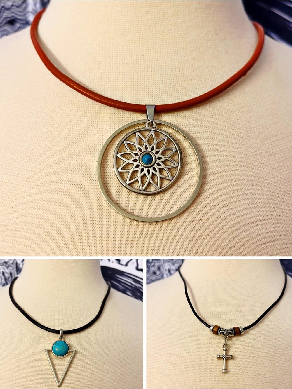 Bundle 3 Boho Leather Necklaces